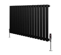 Monstershop Oval Single Column Radiator & Valves - 600mm x 1020mm - Black