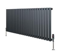 Monstershop Oval Single Column Radiator & Valves - 600mm x 1440mm - Anthracite Grey