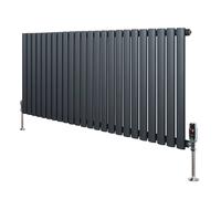Monstershop Oval Single Column Radiator & Valves - 600mm x 1440mm - Anthracite Grey