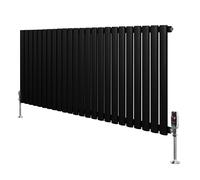 Monstershop Oval Single Column Radiator & Valves - 600mm x 1440mm - Black