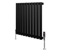 Monstershop Oval Single Column Radiator & Valves - 600mm x 600mm - Black