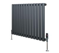 Monstershop Oval Single Column Radiator & Valves - 600mm x 780mm - Anthracite Grey