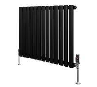 Monstershop Oval Single Column Radiator & Valves - 600mm x 780mm - Black