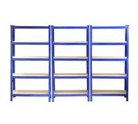 MonsterShop Pack Of 3 Garage Shelving Units - 5 Tier Heavy Duty Rack For Storage Steel Utility Shelves