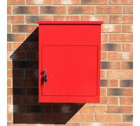 Parcel Post Box Lockable Wall Mounted Secure Large Outdoor Letter Smart Mail Drop Box Weatherproof Galvanised Steel | 5 Keys | 580 x 460 x 360mm - Red Red