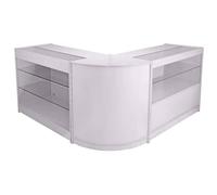 MonsterShop Pegasus Shop Counters Set & Glass Retail Showcase Cabinet Display, Brilliant White UV Protect, Melamine MDF