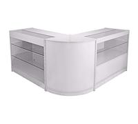 MonsterShop Pegasus Shop Counters Set & Glass Retail Showcase Cabinet Display, Brilliant White UV Protect, Melamine MDF