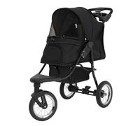 MonsterShop Foldable Pet Jogger Black Travel Stroller Small Medium Dog Cat Pushchair