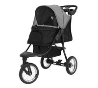 MonsterShop Foldable Pet Jogger Grey Travel Stroller Small Medium Dog Cat Pushchair