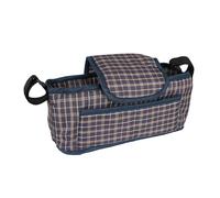 Pet Stroller Caddy Organiser Navy Blue Pushchair Pram Travel Accessory Bag Detachable Hook & Loop Straps Elastic Cup Pouch Front Pocket Large Capacity Multifunctional Waterproof Oxford Fabric