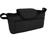 Pet Stroller Caddy Organiser Black Pushchair Pram Travel Accessory Bag Detachable Hook & Loop Straps Elastic Cup Pouch Front Pocket Large Capacity Multifunctional Waterproof Oxford Fabric Blue