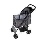 Monstershop Pet Stroller with Rain Cover - Blue Tartan