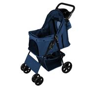 Monstershop Pet Stroller with Rain Cover & Caddy Bag - Navy Blue
