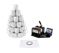 Mug Heat Press Machine With 72 White Blank Sublimation Mugs 11oz Design Transfer Printer Kit
