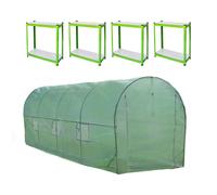 Polytunnel Greenhouse Walk-in Galvanised Garden Grow Tent 6m x 3m With Racking