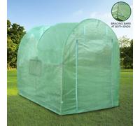MonsterShop Polytunnel Greenhouse Walk In Galvanised Windows Doors Growhouse Pe Cover Diameter 2 X 2.5M