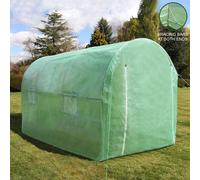 MonsterShop Polytunnel Greenhouse Walk In Galvanised Windows Doors Growhouse Pe Cover Diameter 4 X 2M