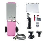 MonsterShop Portable Horse Shower & Cordless Clipper Pink 18L Instant Hot Water Gas Boiler Steel Trolley 10M Hose