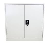 MonsterShop Powder Coated Steel Light Grey Office 2 Doors Filing Cabinet Flatpack Document File Lockable Storage 90Cm