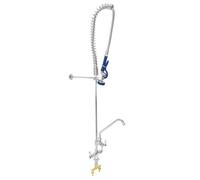 KuKoo Pre-Rinse Spray Tap, Pull Out Commercial Kitchen Sink Mixer Faucet, Deck Mounted Twin Pedestal
