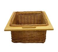 MonsterShop Pull Out Wicker Basket Drawer 500mm Kitchen Storage Solution 100% Handmade Rattan Free Fixing Kit