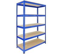 MonsterShop Q-Rax 120 Cm Garage Shelving Storage Unit/racking 5 Tier Bay/boltless Warehouse Shelves, Blue