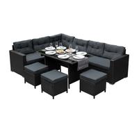 Jardi Rattan Corner Sofa Set - Black, Black