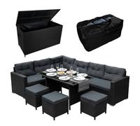 Monstershop Rattan Corner Set & Storage Box - Black Black