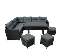 Monstershop Rattan Corner Set With Composite Table - Black Monstershop Black