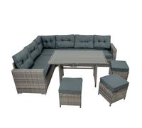 Monstershop Rattan Corner Set With Composite Table - Grey Monstershop Grey