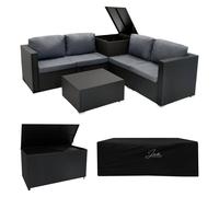 Rattan Modular Garden Furniture 6 Piece Set & 2 Storage Boxes 700L Monstershop Black One Size