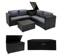 Jardi Serafina Rattan Modular 6 Piece Furniture Set & 700L Storage Box - Black