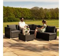 MonsterShop Rattan Modular 7 Piece Furniture Set & 700L Storage Box - Black