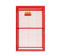 Gas Bottle Cage 181 x 116 x 57cm Collapsible Red Mesh Secure Lockable Storage Powder Coated Steel 3mm Wire Thickness 6 x 19kg / 2 x 47kg Cylinder Bottles Removable Shelf Warning Sign Padlock & Keys