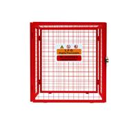 Gas Bottle Cage 90cm x 80cm x 43cm Collapsible Red Mesh Secure Lockable Storage Powder Coated Galvanised Steel 3mm Wire Thickness 2 x 19kg Cylinder Bottles FREE Warning Sign Padlock & 2 Keys
