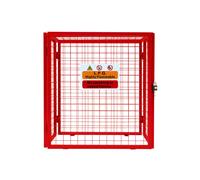 Gas Bottle Cage 90cm x 80cm x 43cm Collapsible Red Mesh Secure Lockable Storage Powder Coated Galvanised Steel 3mm Wire Thickness 2 x 19kg Cylinder Bottles FREE Warning Sign Padlock & 2 Keys