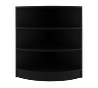 Shop Corner Counter Black LM60 Retail Storage Unit Modular Curved Display Showcase Cabinet Reception Clothing Jewellery Store 3 Internal Shelves Open Front 60cm x 90cm x 60cm MDF Melamine