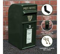 MonsterShop Royal Mail Post Box Irish Cast Iron Wall Mounted Royal Mail Wedding Authentic Pillar Replica Lockable Post Office Letter Box Green