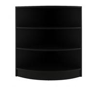 Shop Corner Counter Black LM60 Retail Storage Unit Modular Curved Display Showcase Cabinet Reception Clothing Jewellery Store 3 Internal Shelves Open Front 60cm x 90cm x 60cm MDF Melamine