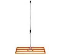 Lawn Leveller 100cm x 32cm Levelling Rake Lute Heavy Duty Lightweight Galvanised Steel Aluminium Orange 1.2-1.9m Extendable Handle Easy Grip Landscaping Garden Tool Grass Soil Artificial Turf Gravel
