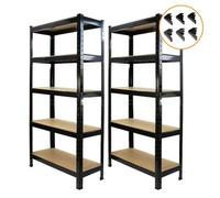 MonsterShop T-Rax Black Metal Racking Units 75Cm X 150Cm X 30Cm With Free Bay Connectors