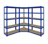 MonsterShop T-Rax Corner Racking Unit & Pack Of 2 Garage Shelving Unit Extra Wide - 5 Tier Heavy Duty Rack For Storage Utility Shelves