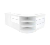 White Shop Counter Set Theia LED Light K900 C900 LM60 TB60 90cm 60cm W Lockable Sliding Doors Keys Retail Storage Units Till Block Glass Display Showcase Cabinet Corner Clothing Jewellery Shelves