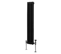 MonsterShop Radiator Traditional 2-Column 1500 x 202mm Matt Black Carbon Steel Wall-Mounted