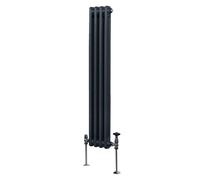 Traditional 2 Column Radiator 1500mm x 202mm Modern Central Heating Heater Matt Anthracite Grey Carbon Steel Vertical Wall Mounted Kitchen Living Room Bathroom Cleaning Brush Fixing Kit & Brackets Gre