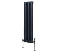 Traditional 2 Column Radiator 1500mm x 292mm Modern Central Heating Heater Matt Anthracite Grey Carbon Steel Vertical Wall Mounted Kitchen Living Room Bathroom Cleaning Brush Fixing Kit & Brackets Gre