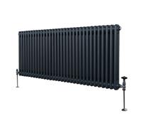 Traditional 2 Column Radiator 600mm x 1462mm Modern Central Heating Heater Matt Anthracite Grey Carbon Steel Horizontal Wall Mounted Kitchen Living Room Bathroom Cleaning Brush Fixing Kit & Brackets