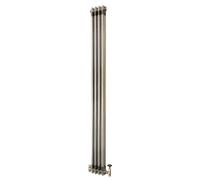 Traditional 2 Column Radiator 1800mm x 200mm & TRV Valves Modern Central Heating Heater Raw Metal Carbon Steel Horizontal Wall Mounted Kitchen Living Room Bathroom Cleaning Brush Fixing Kit & Brackets