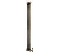 MonsterShop Traditional 2 Column Radiator With Valves - 1800 X 200mm - Raw Metal