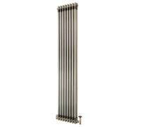 MonsterShop Traditional 2 Column Radiator With Valves - 1800 X 380mm - Raw Metal